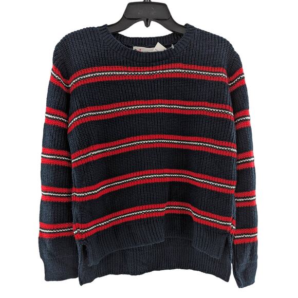 Cotton Emporium Knit Sweater Red Blue Striped Girls Size Small - Picture 1 of 6